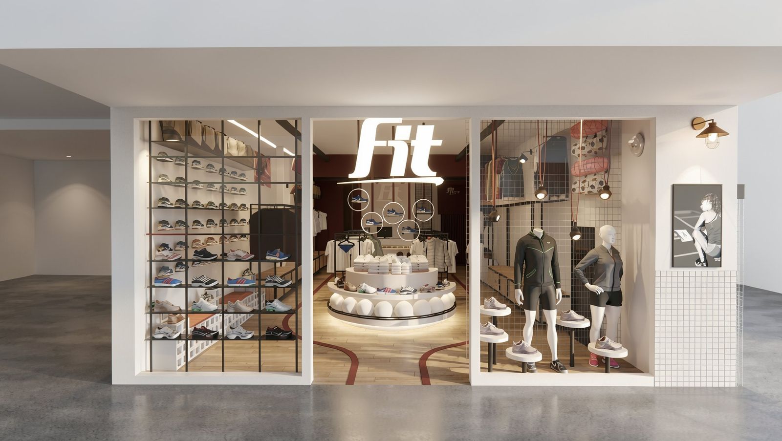 Fachada da Loja FIT com vitrines e acesso central